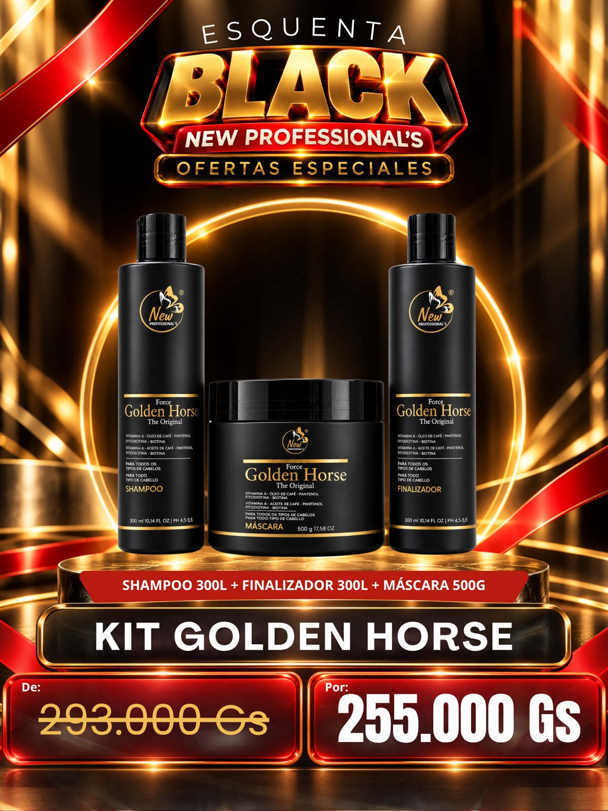 KIT 02 GOLDEN HOUSE 300ML ESQUENTA BLACK