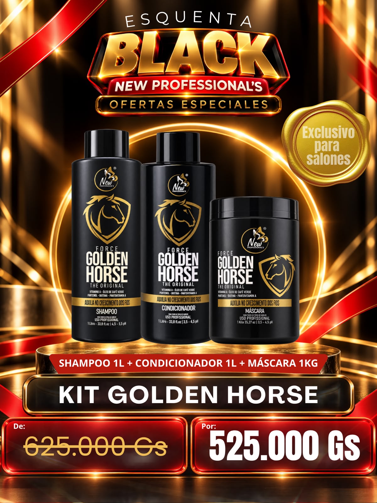 KIT GOLDEN HORSE 1LT ESQUENTA BLACK