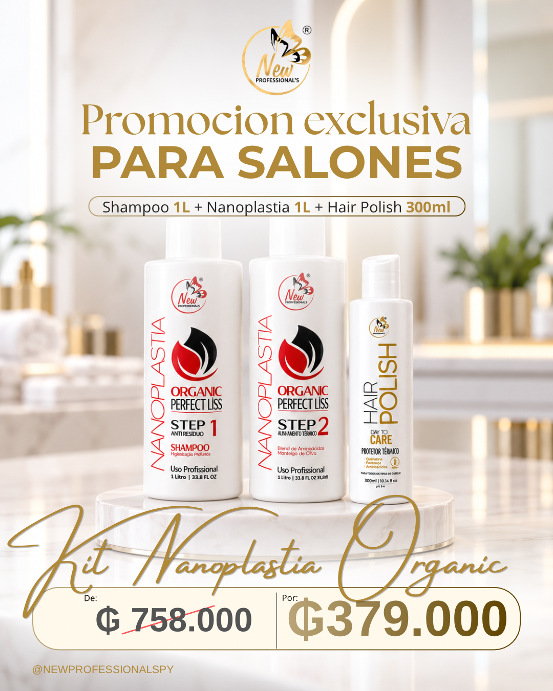 KIT NANOPLASTIA + PROTETOR TERMICO HAIR POLISH de 758.000 por 379.000
