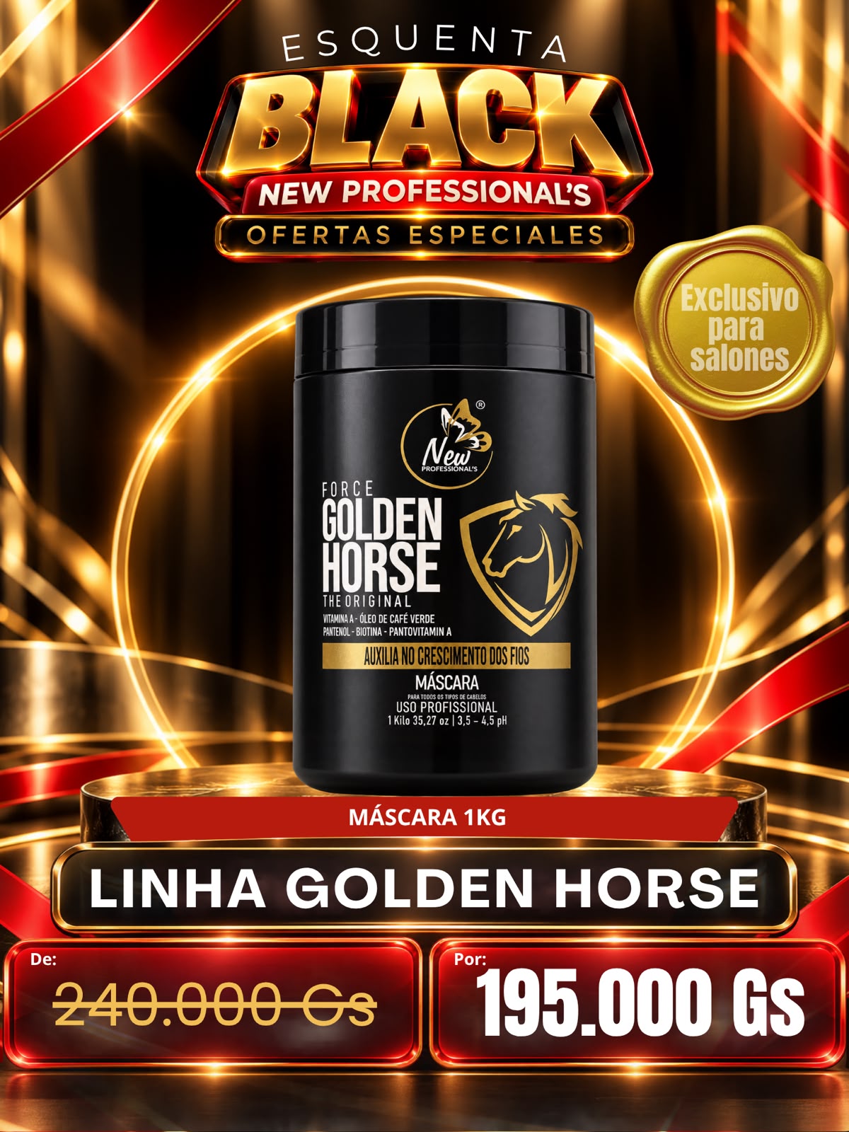 MASCARA GOLDEN HORSE 1KG ESQUENTA BLACK