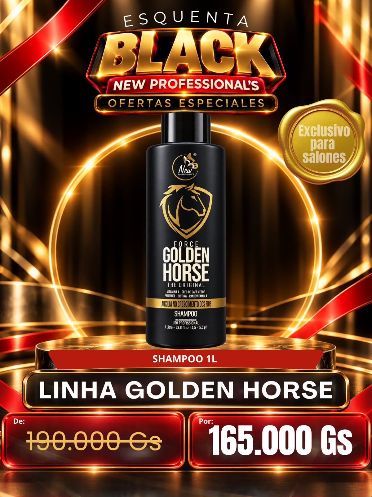 SHAMPOO GOLDEN HORSE 1LT ESQUENTA BLACK
